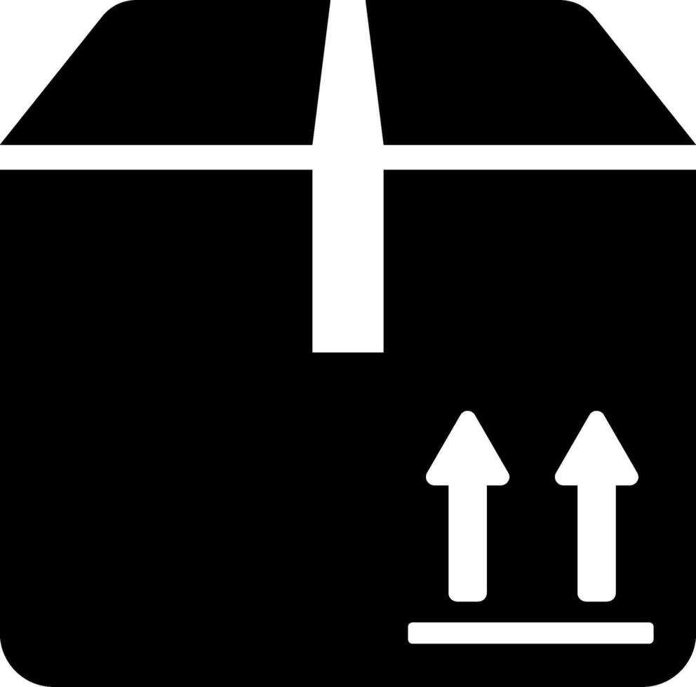 A black and white image of a box with two arrows vector