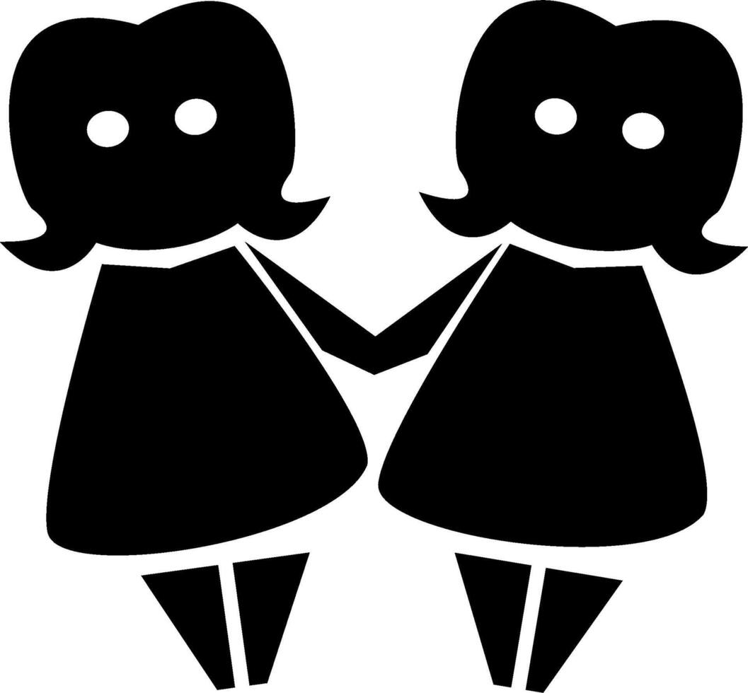 Two girls holding hands with one holding a heart vector
