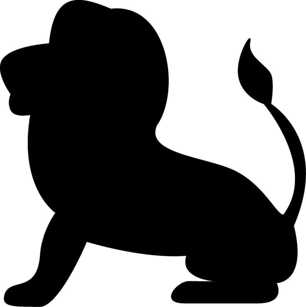 A black silhouette of a lion sitting down vector