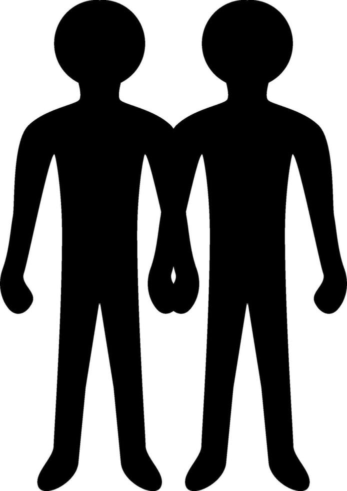 Two people holding hands in silhouette vector