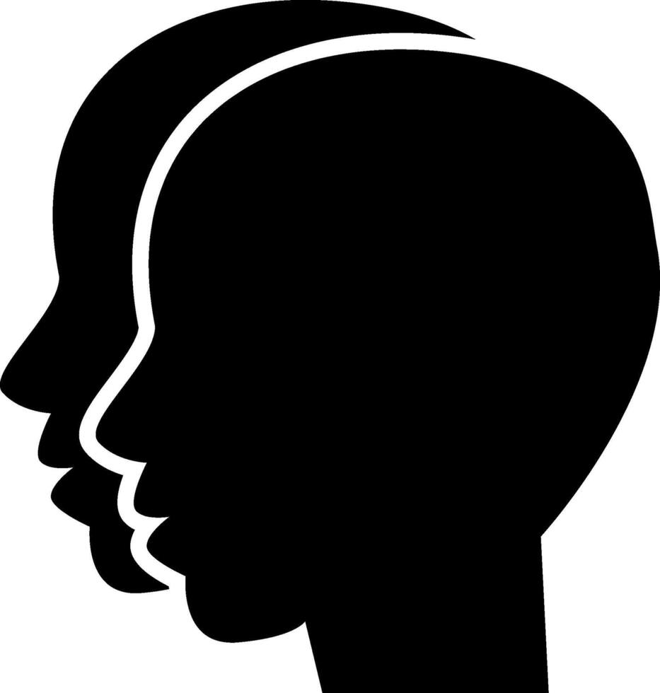 Two people head silhouette on white background vector