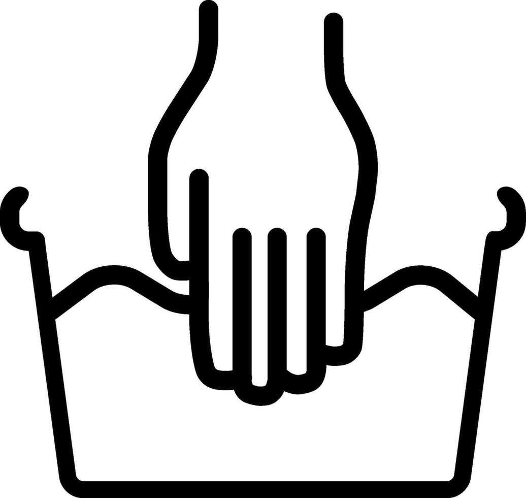 A hand washing a bowl with water vector