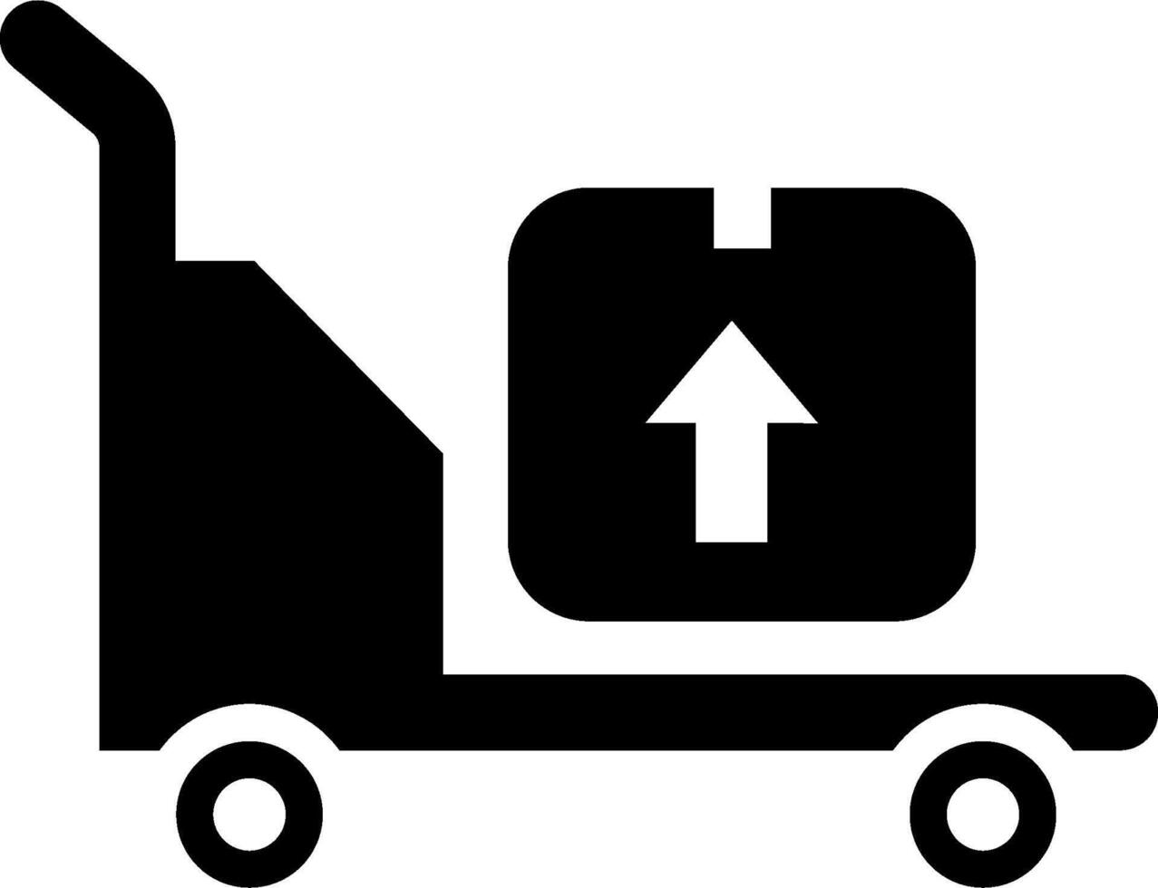 A black and white icon of a truck with an arrow vector