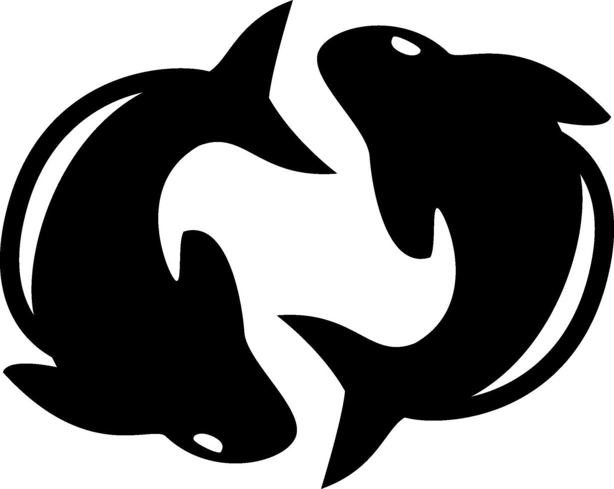 Two fish are swimming in a circle vector