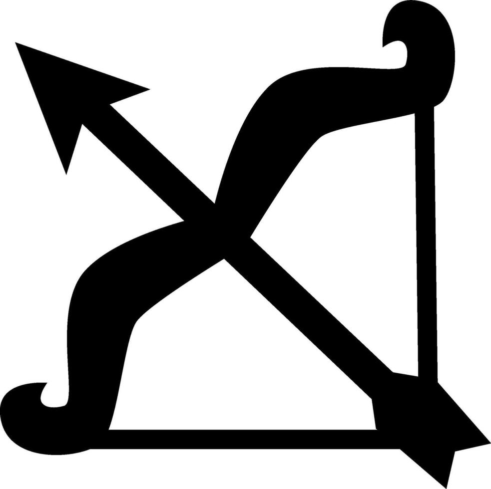 A black and white arrow and cross symbol vector