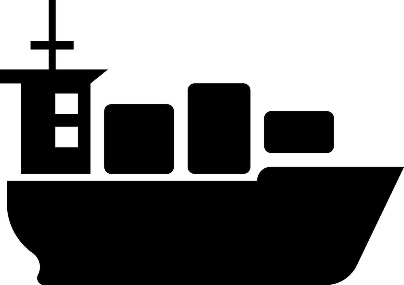 A black and white image of a cargo ship vector