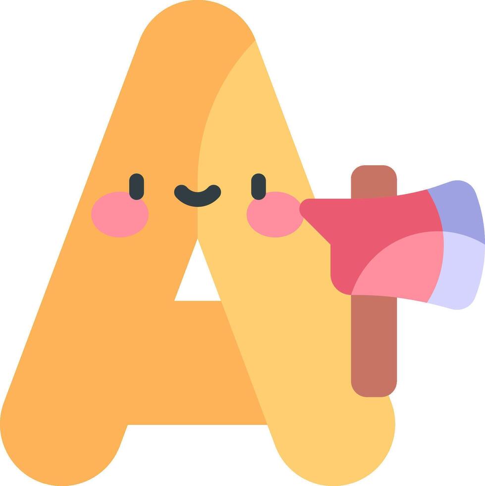 A cute letter a with a hammer and a smiley face vector