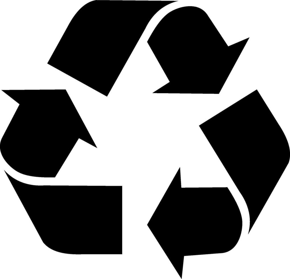 A black and white recycling symbol vector