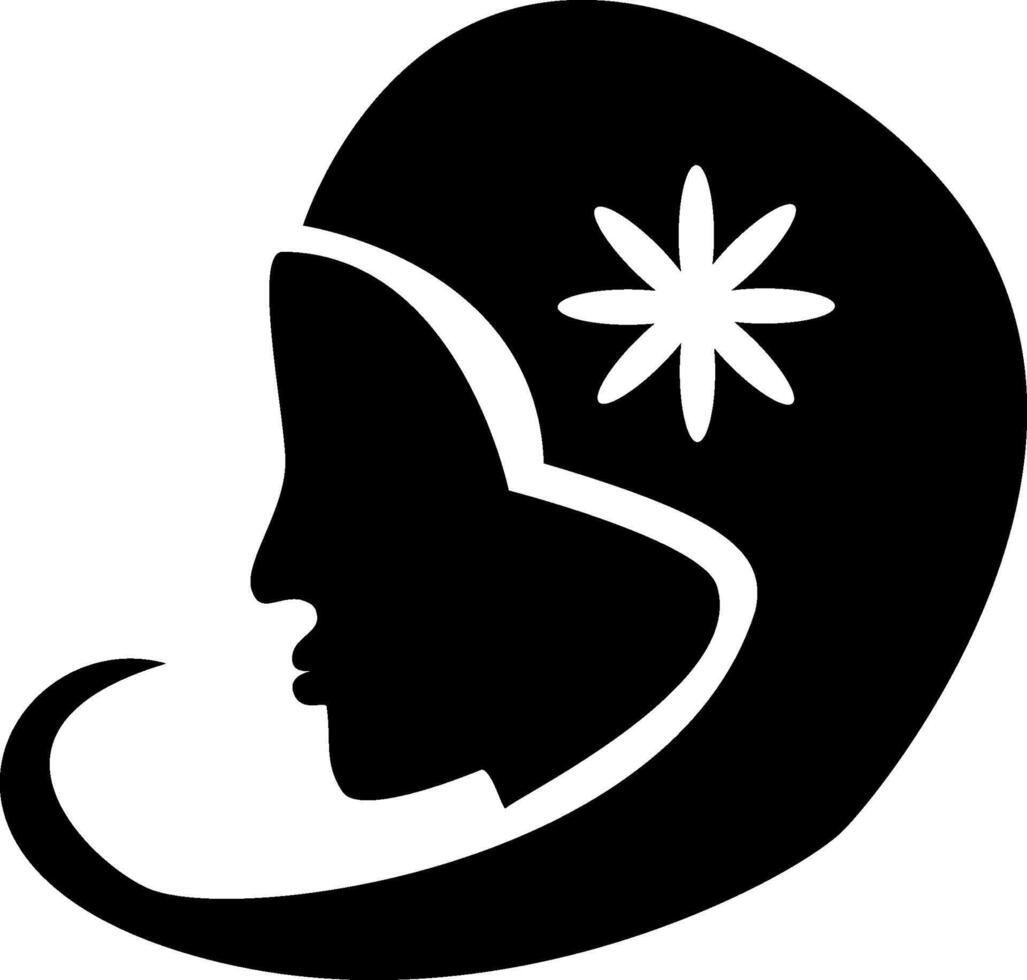 A woman's head with a flower in it vector