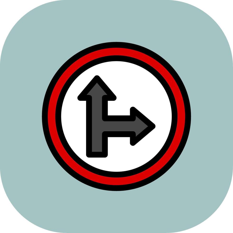 Go Straight Or Right Colorful Icon vector