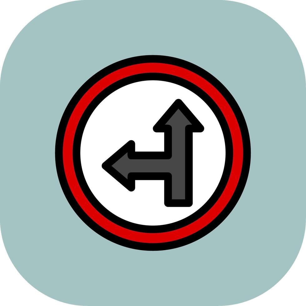 Go Straight Or Left Colorful Icon vector