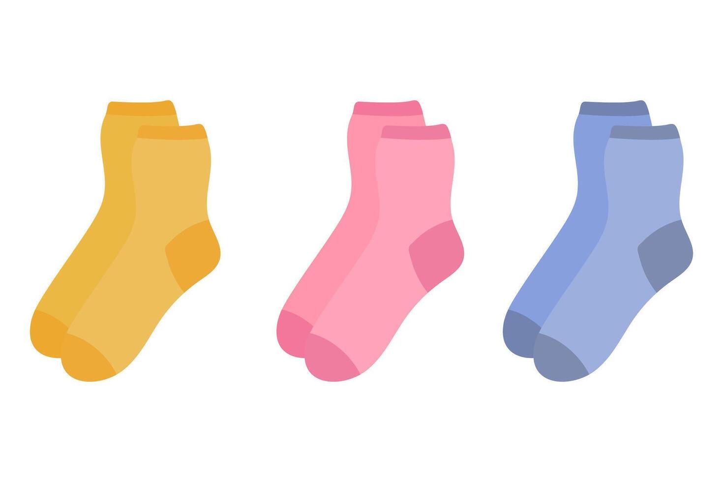 Children's colored socks. Collection of children's shoes. vector