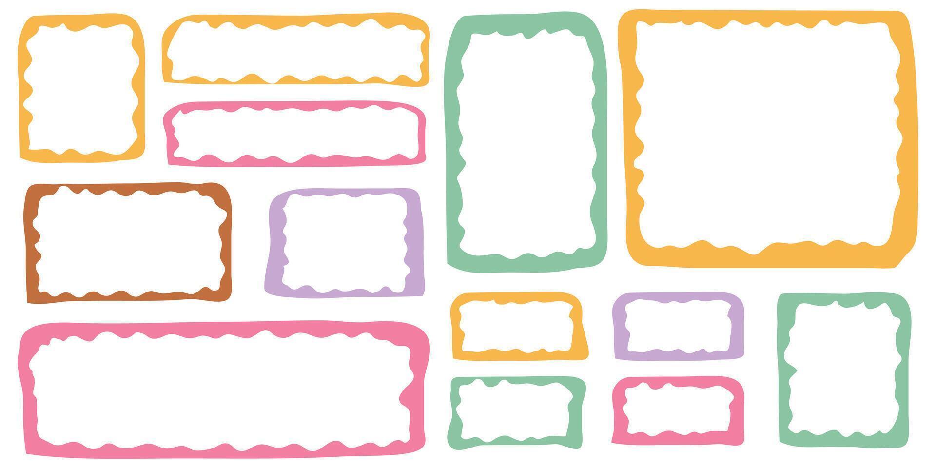 Set of empty frames. Empty speech bubbles. Large collection of colored text boxes. vector