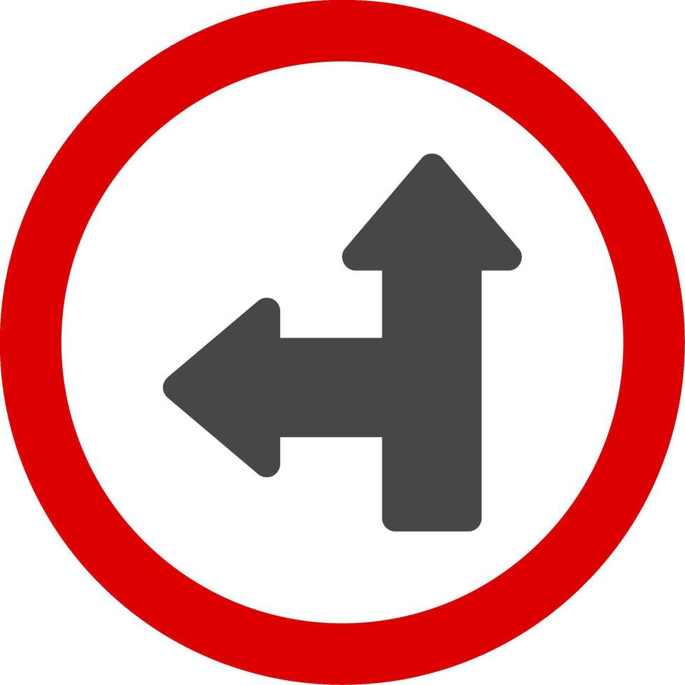 Go Straight Or Left Colorful Icon vector