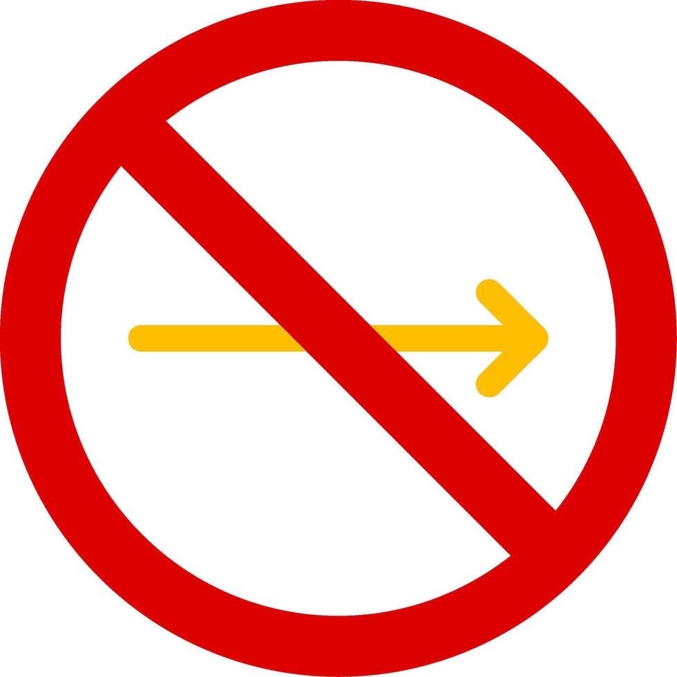 No Turn Right Colorful Icon vector