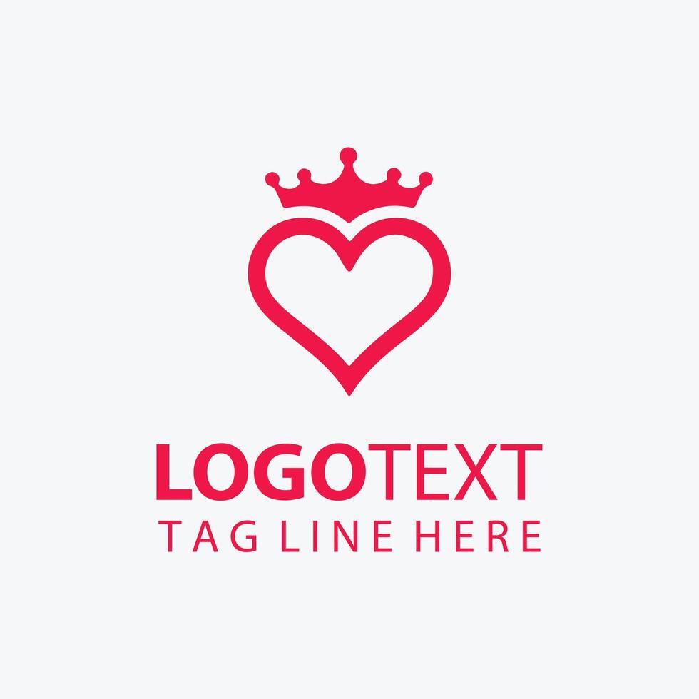 Crown of Affection Heart Logo Design vector