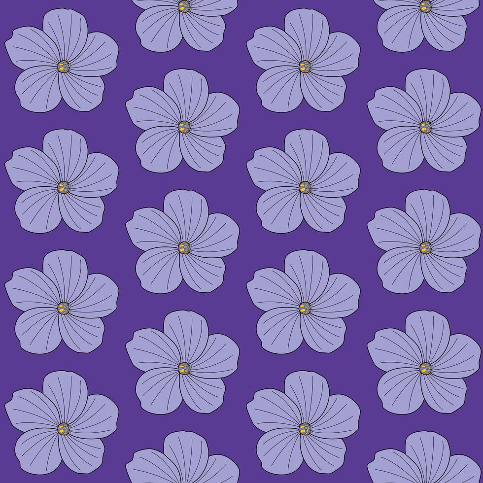 Seamless pattern of Linum hand-drawing style with background in a wild flower concept, illustration vector