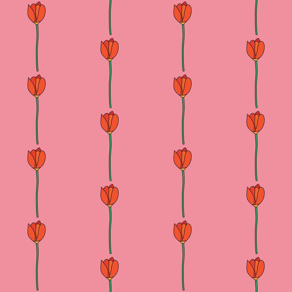 Seamless pattern of Tulip hand-drawing style with background in a wild flower concept, illustration vector