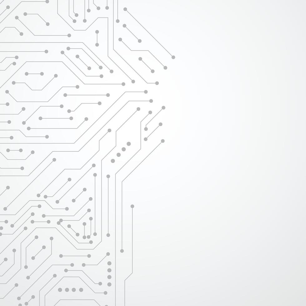 Circuit Board Black Technology on White Background. Circuit Board Texture with Communication Technology. Motherboard, CPU, Processor and Artificial Intelligence Concept vector