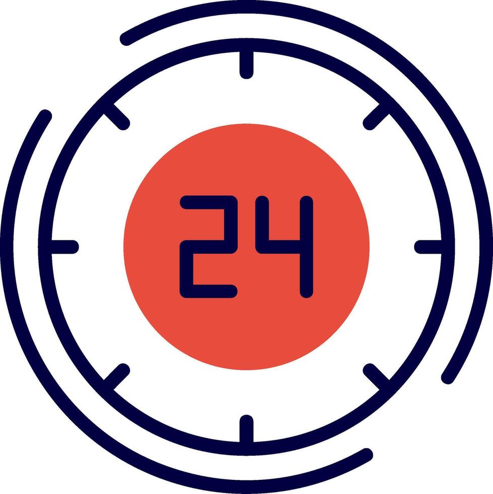 24 Hours Red Filled Icon vector