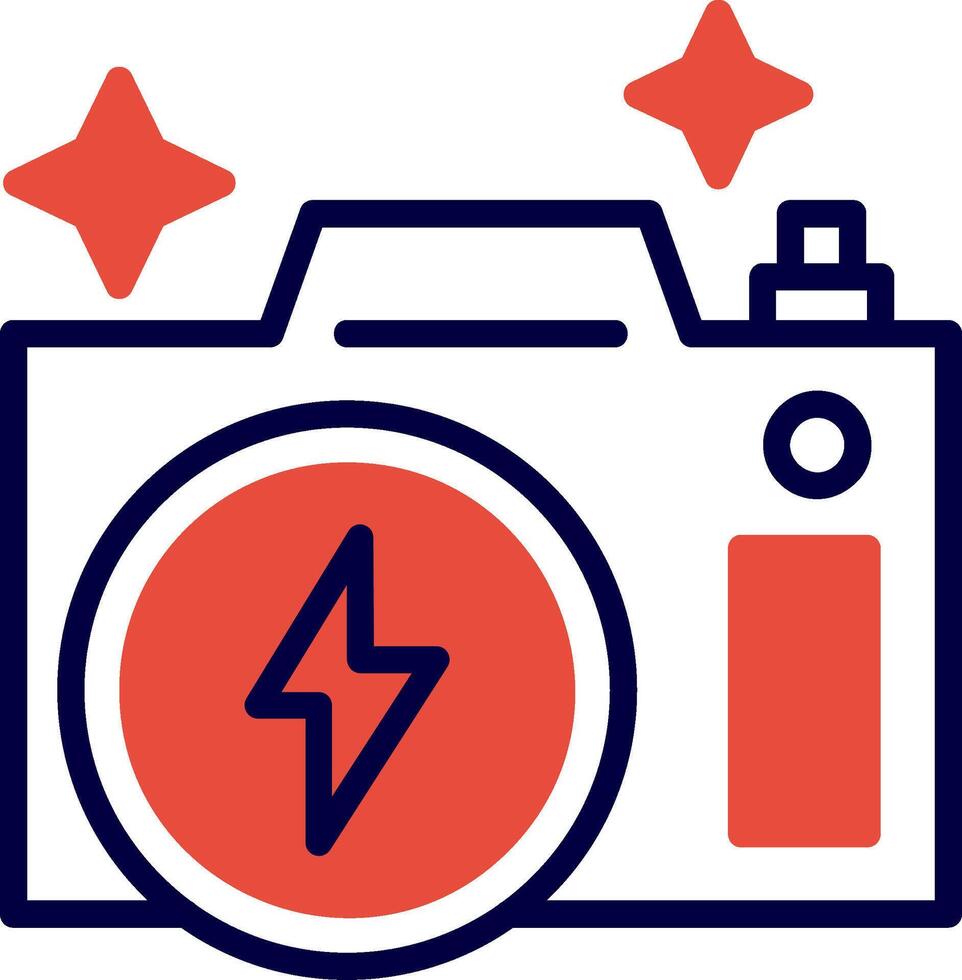 Flash Camera Red Filled Icon vector