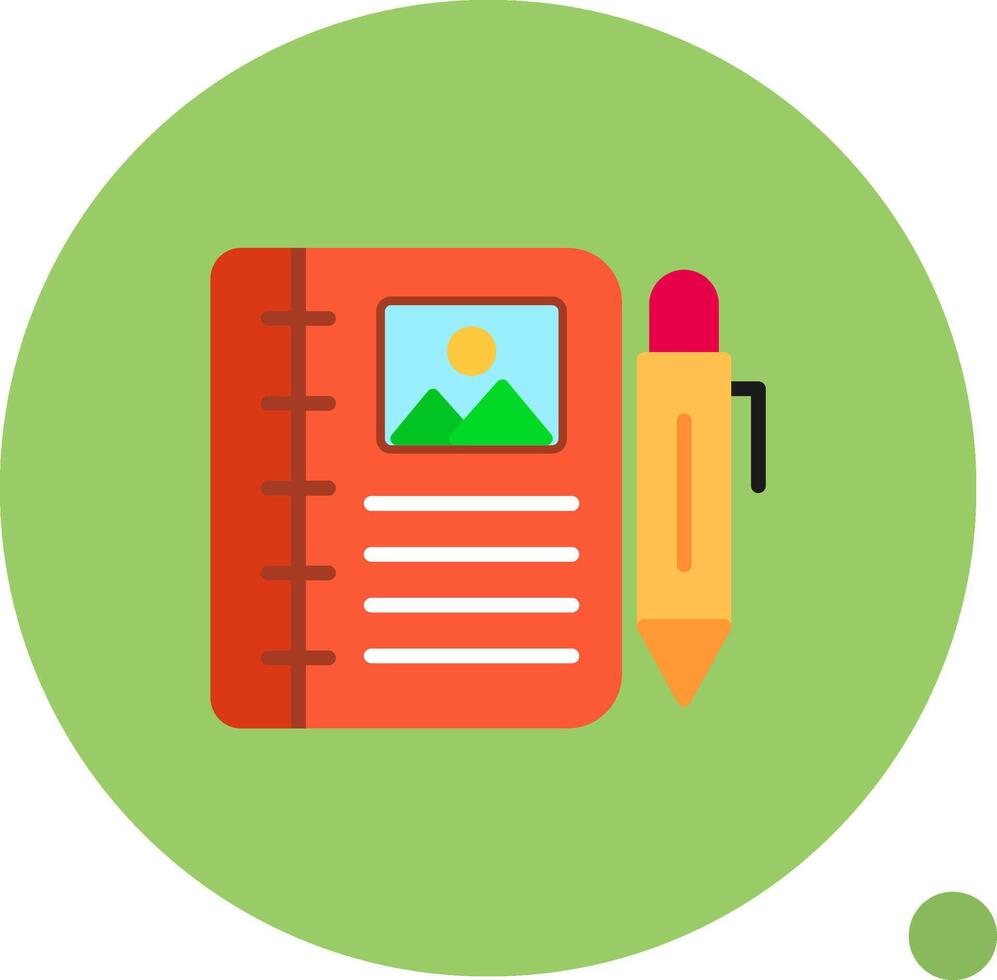 Diary Study Flat Shadow Icon vector