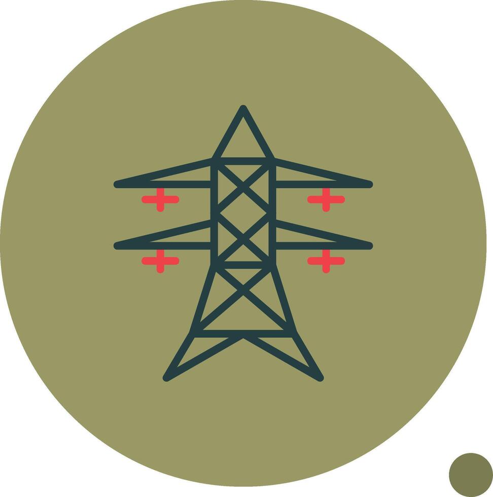 Electric Tower Flat Shadow Icon vector