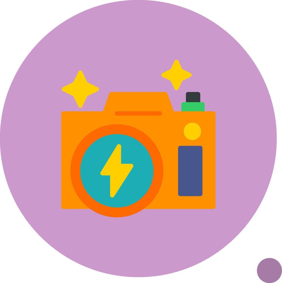 Flash Camera Flat Shadow Icon vector