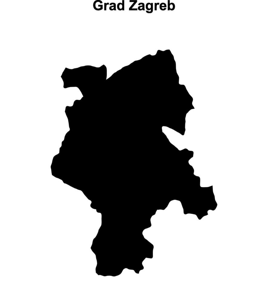 Grad Zagreb county blank outline map vector