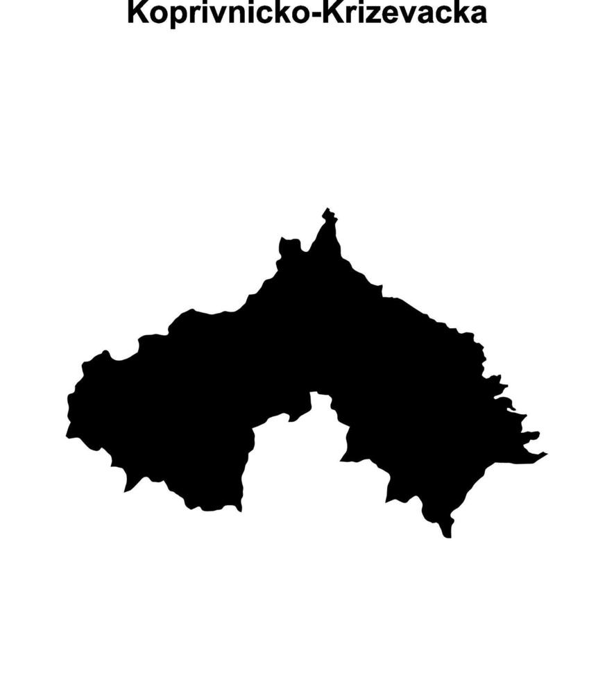 Koprivnicko-Krizevacka county blank outline map vector