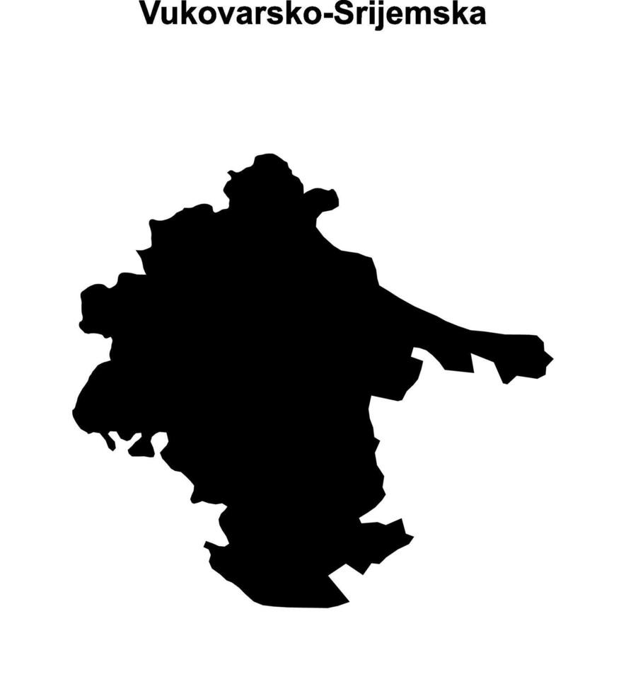 Vukovarsko-Srijemska county blank outline map vector