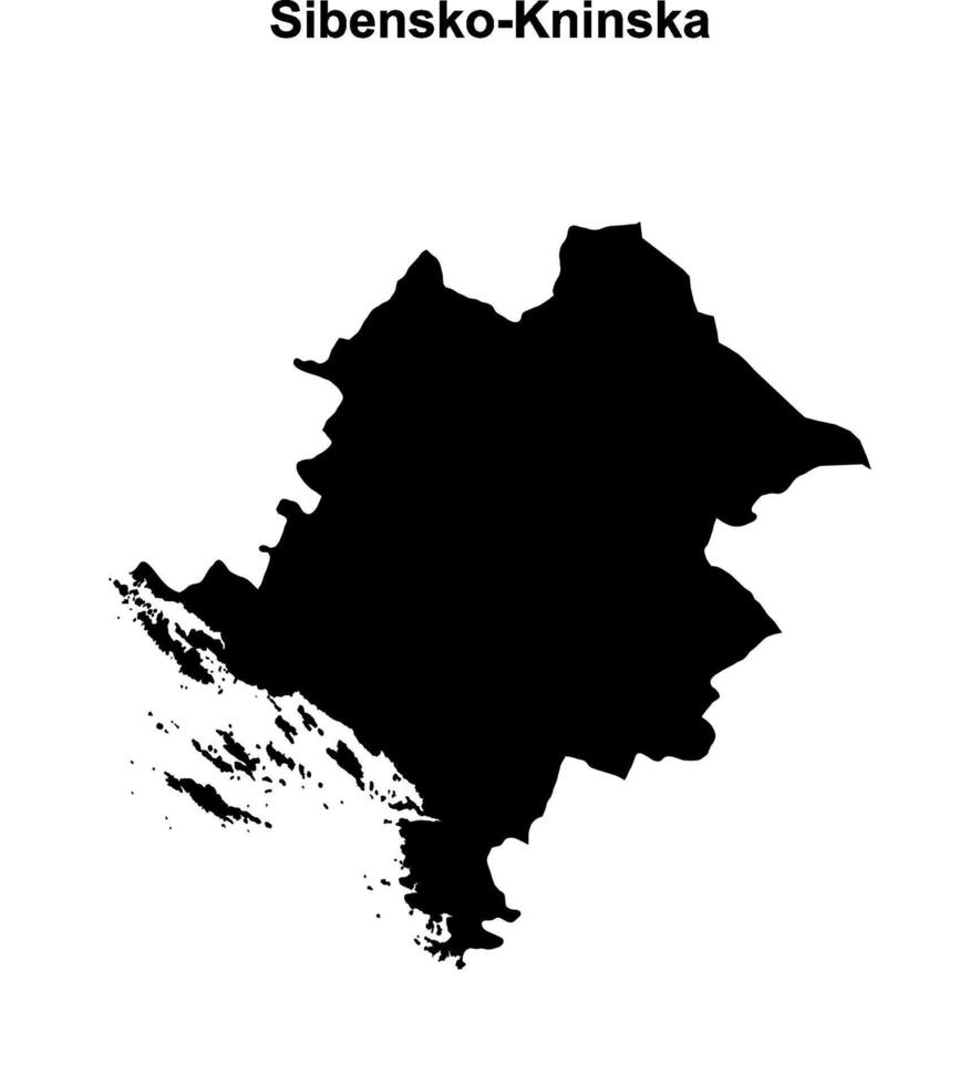 Sibensko-Kninska county blank outline map vector