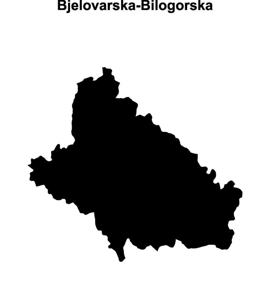 Bjelovarska-Bilogorska county blank outline map vector