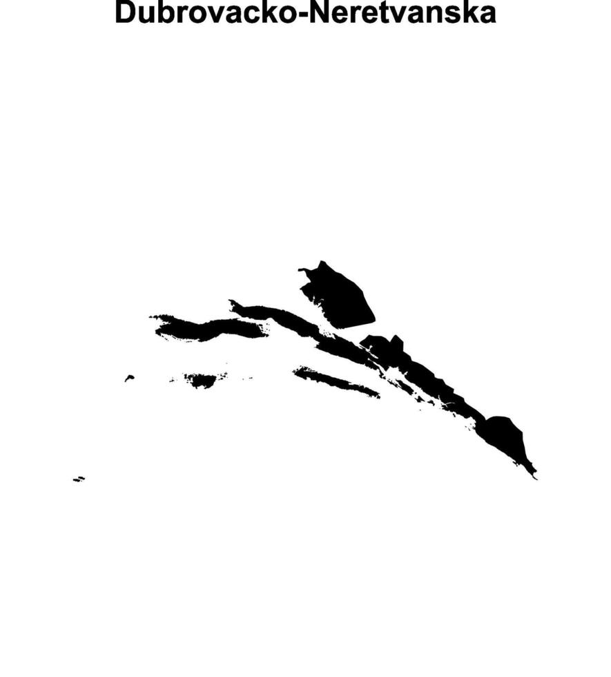 Dubrovacko-Neretvanska county blank outline map vector