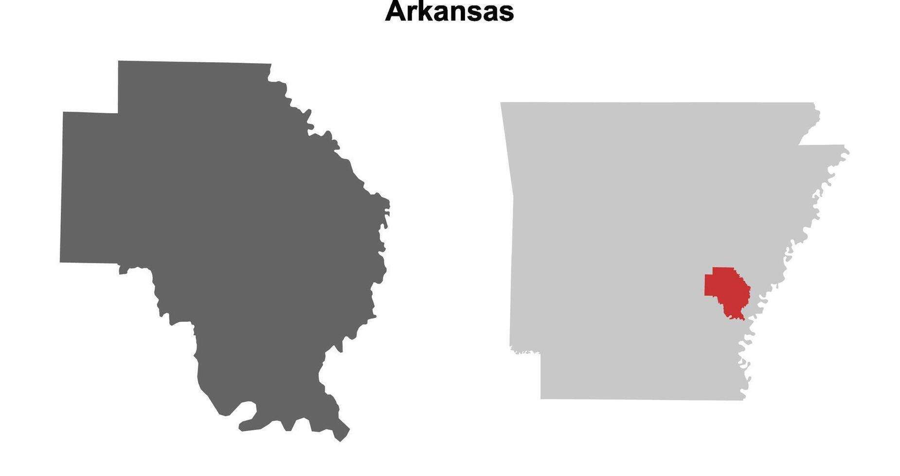 Arkansas County, Arkansas blank outline map set vector