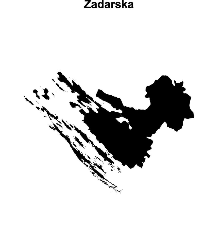 Zadarska county blank outline map vector