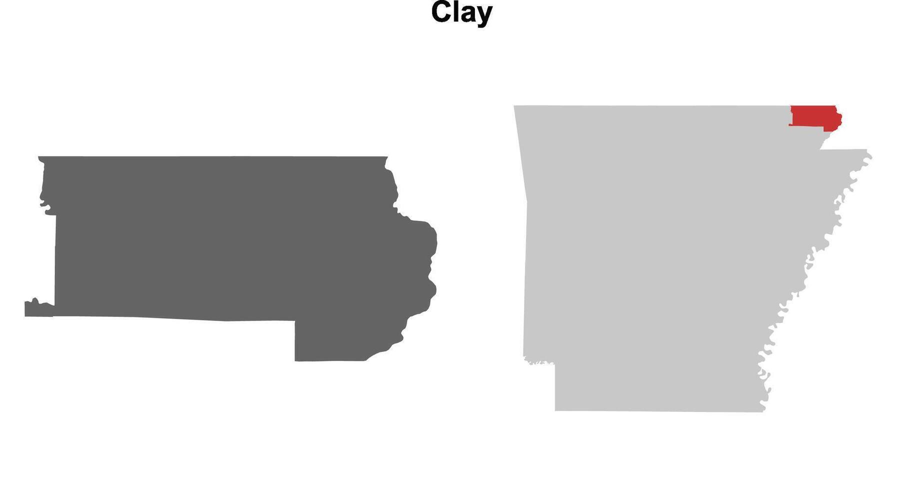 Clay County, Arkansas blank outline map set vector