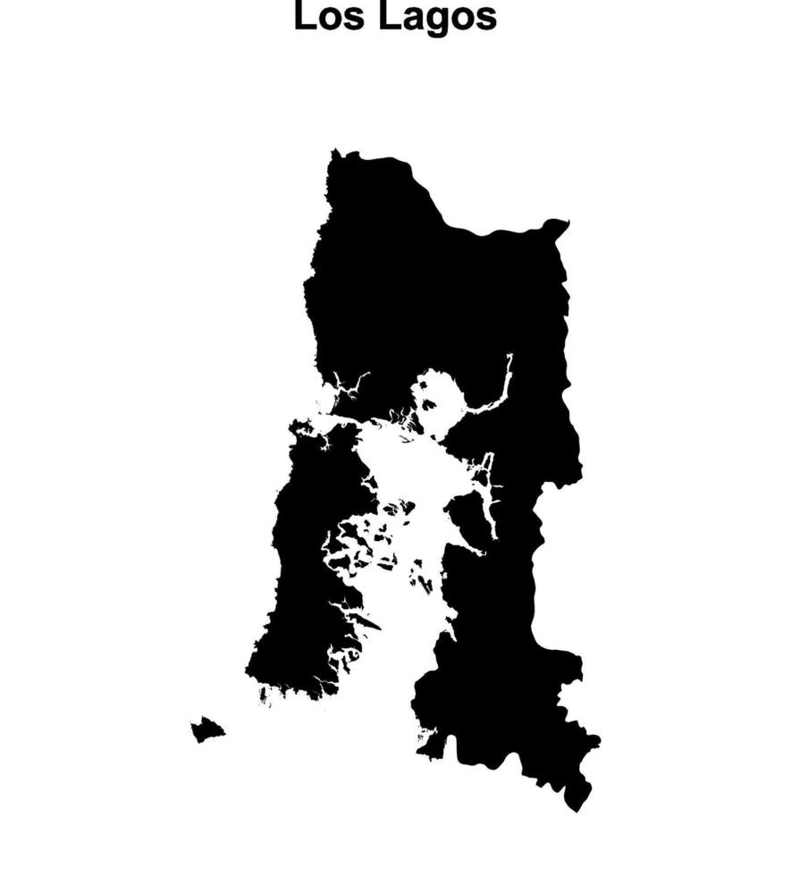 Los Lagos region blank outline map vector