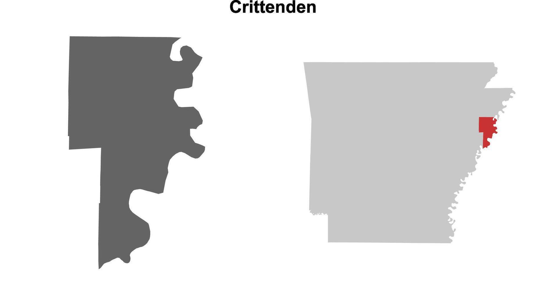 Crittenden County, Arkansas blank outline map set vector