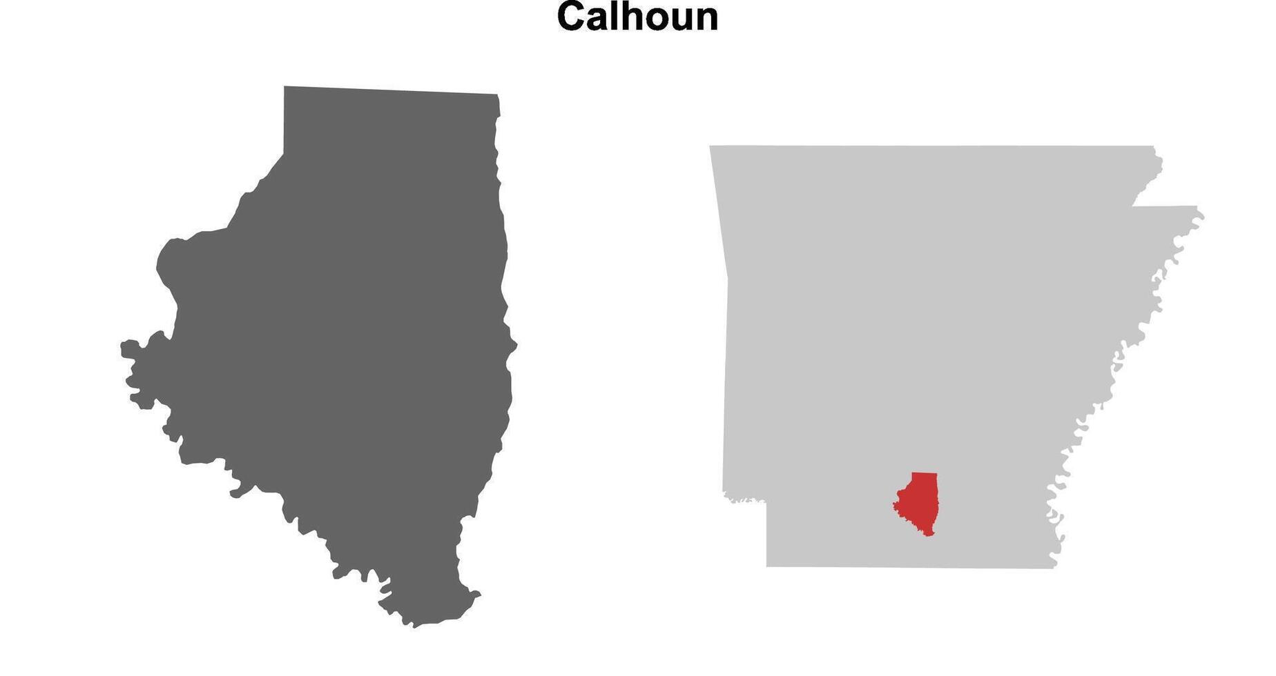 Calhoun County, Arkansas blank outline map set vector