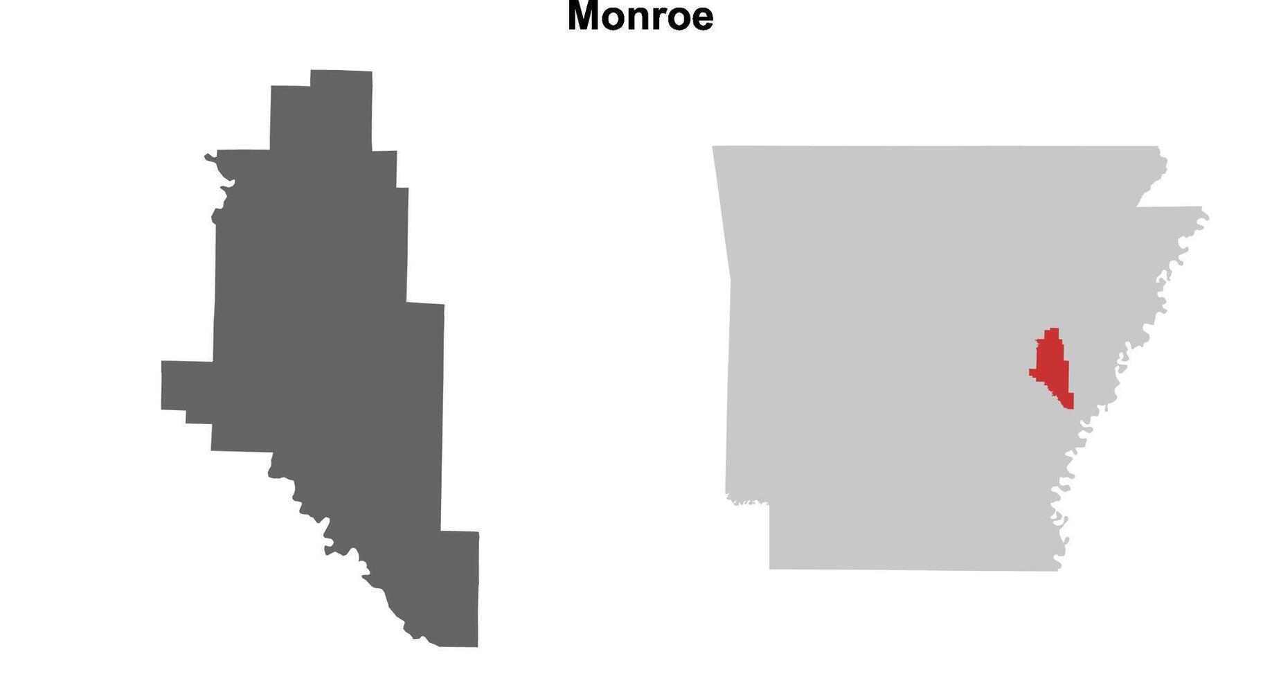 Monroe County, Arkansas blank outline map set vector