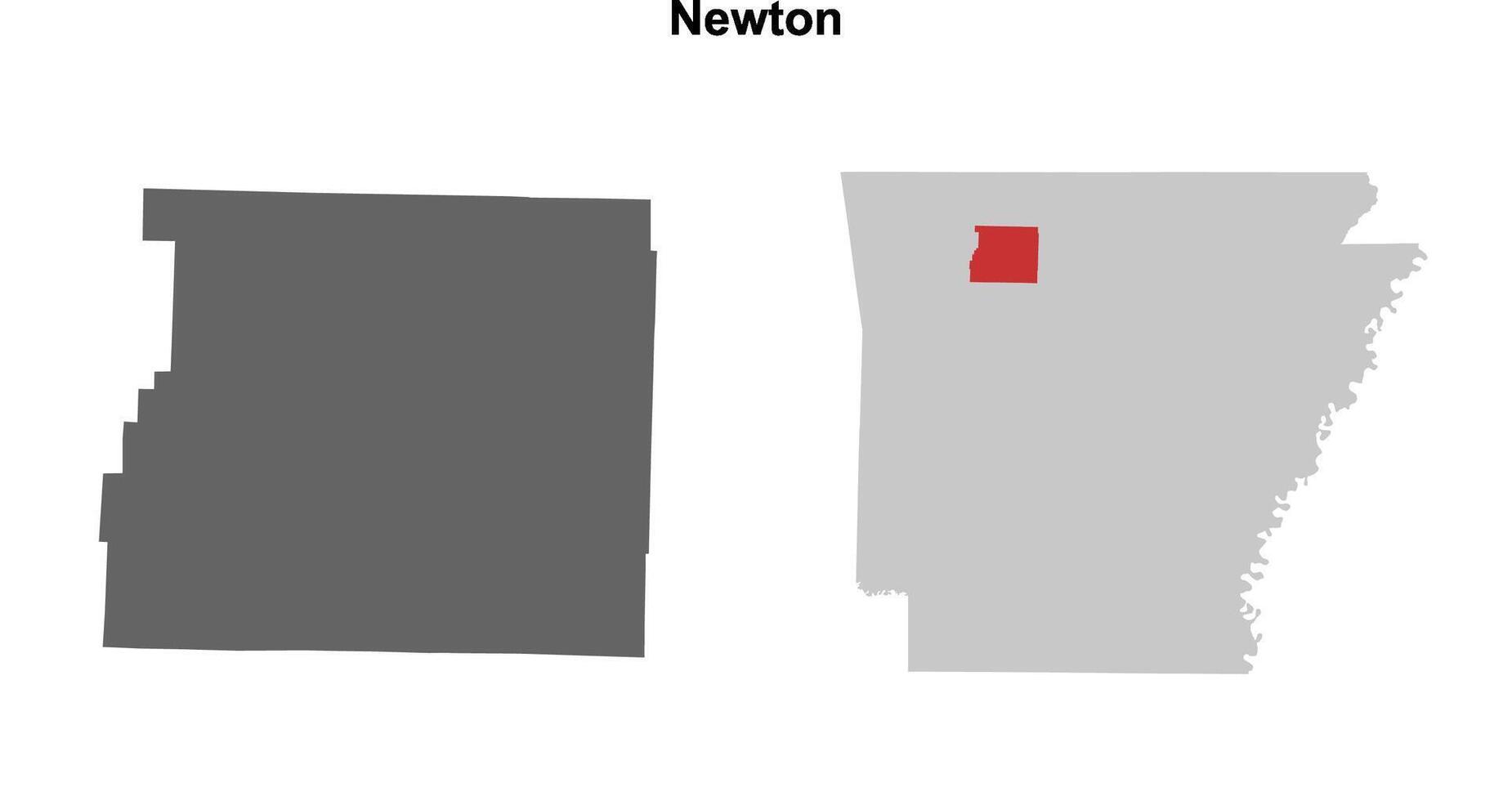 Newton County, Arkansas blank outline map set vector