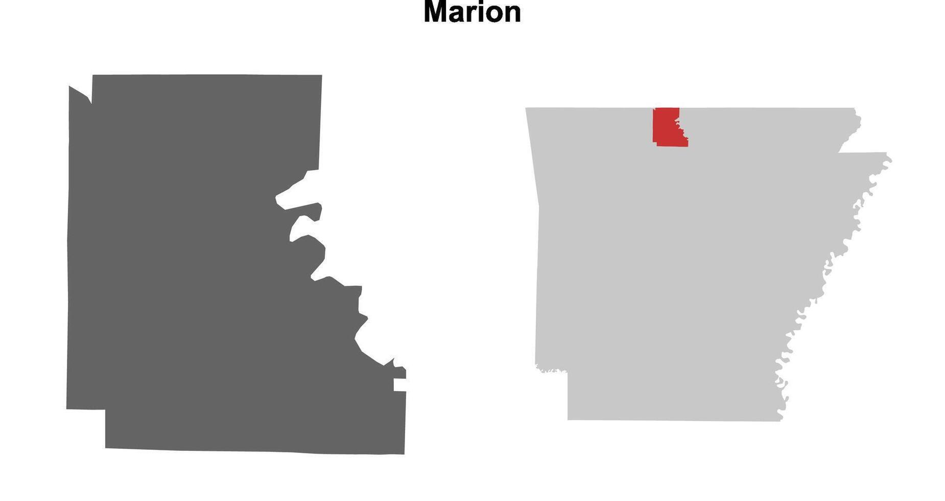 Marion County, Arkansas blank outline map set vector