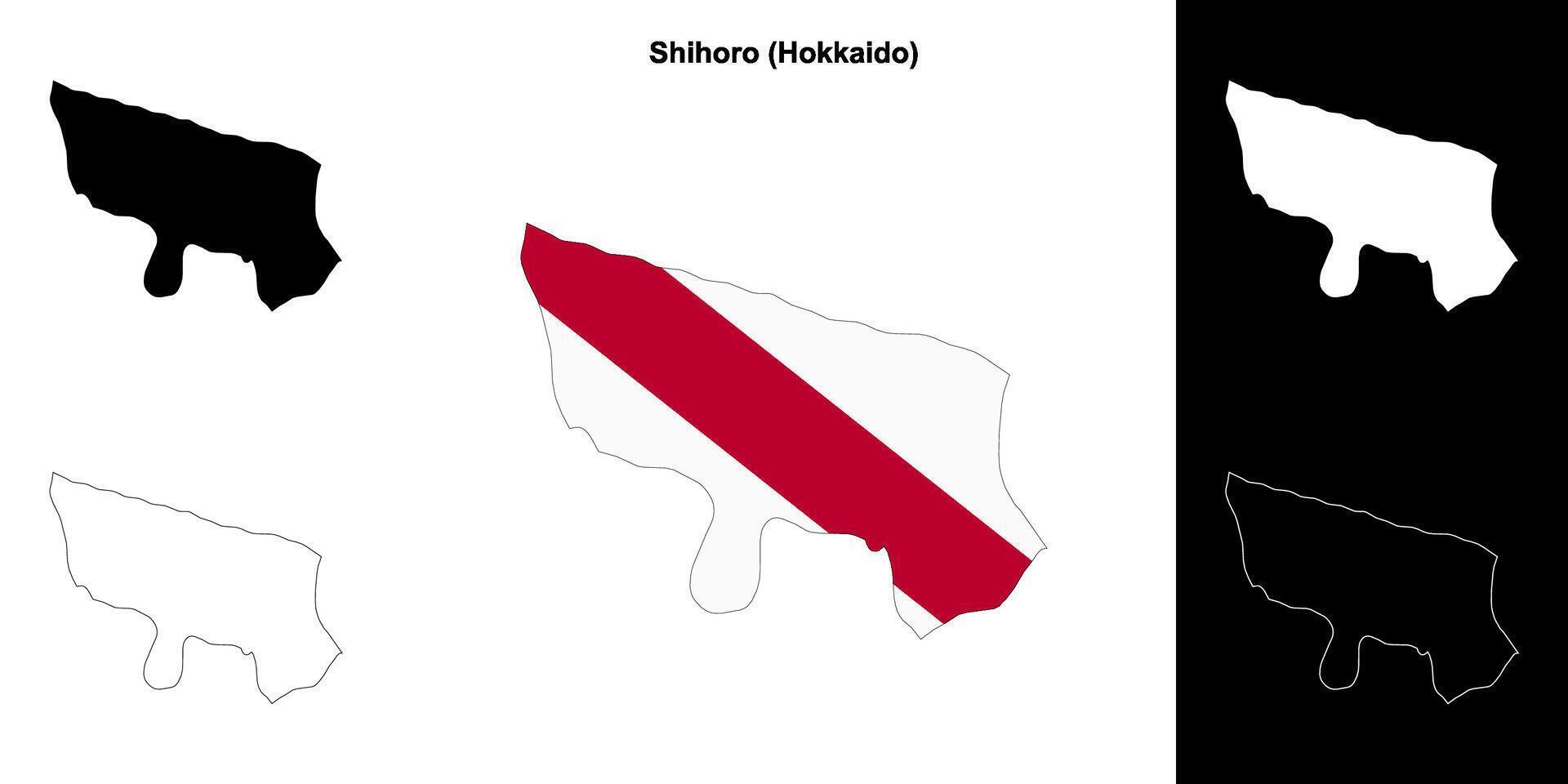 Shihoro, Hokkaido outline map set vector