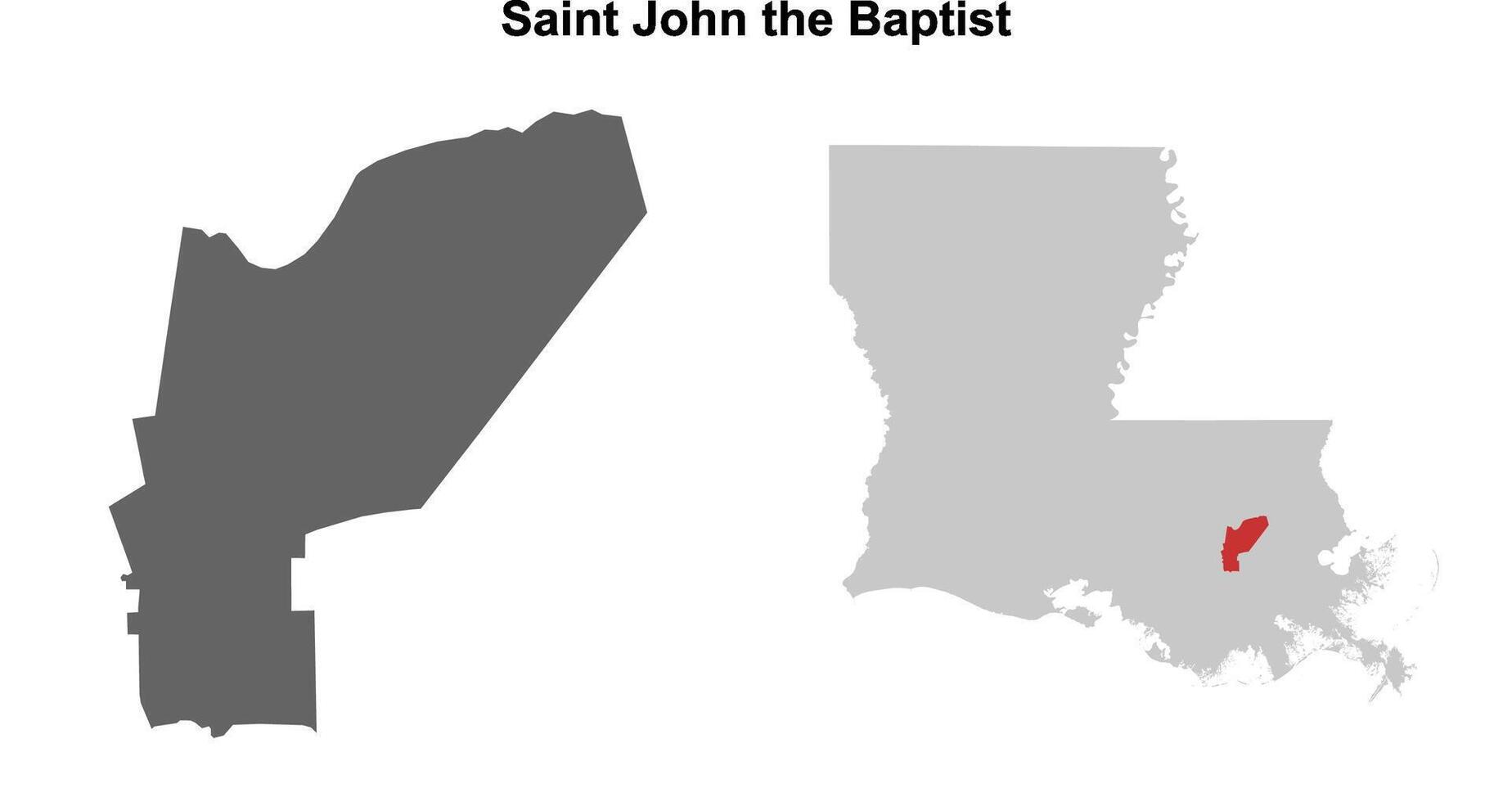 Saint John the Baptist Parish, Louisiana blank outline map set vector