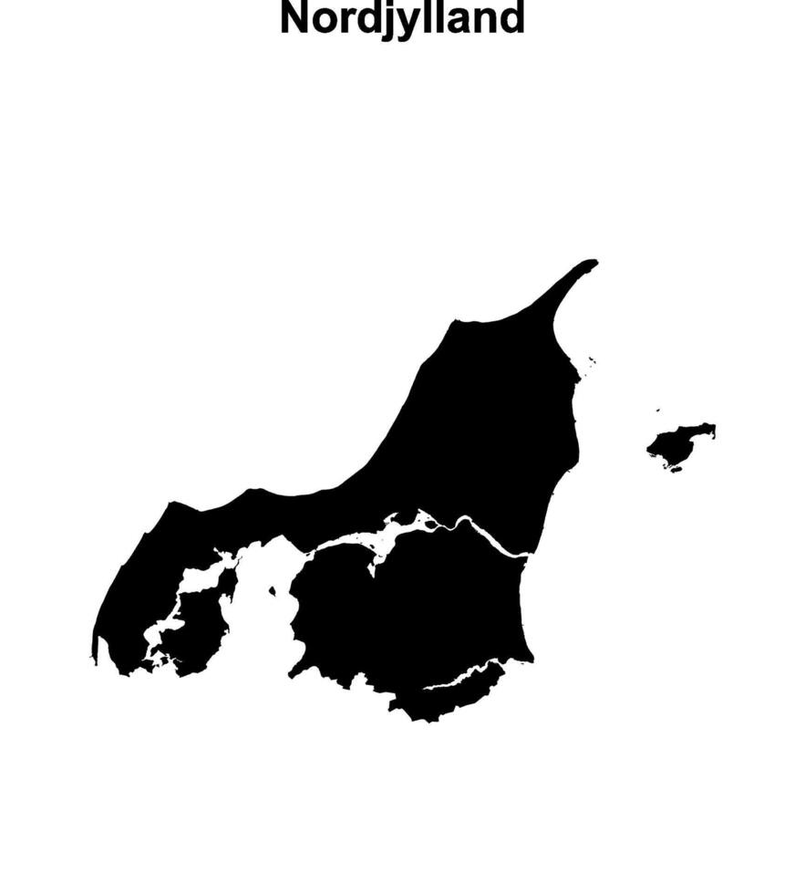 Nordjylland region blank outline map vector