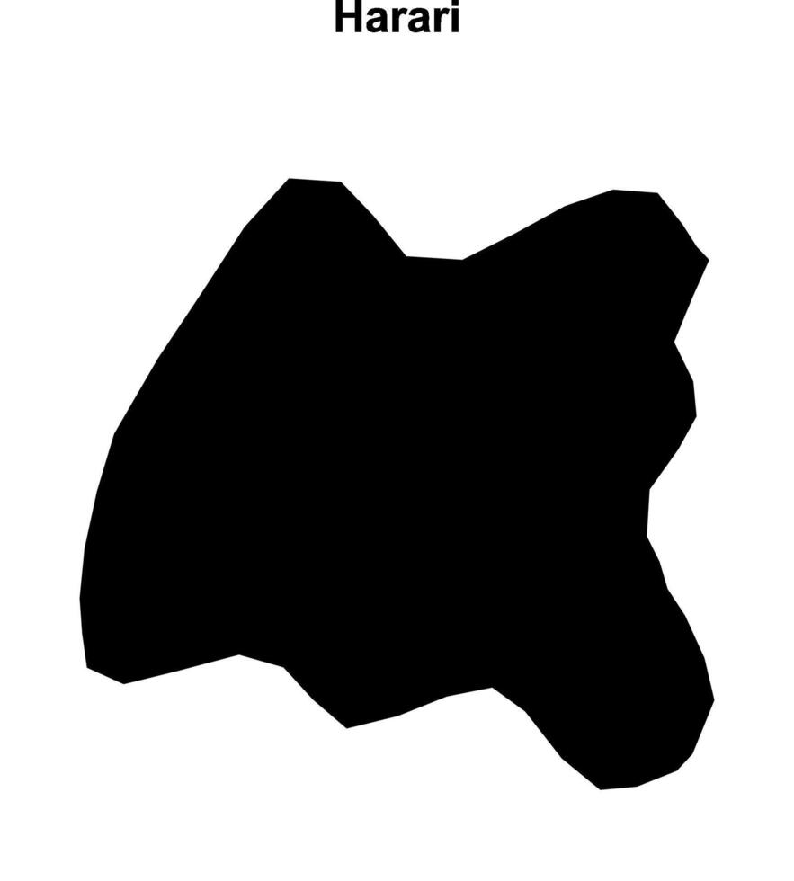 Harari region blank outline map vector