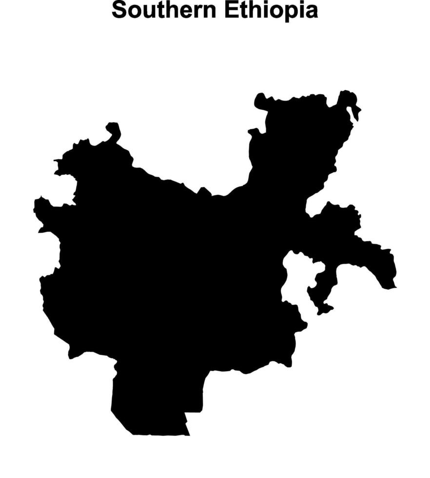 Southern Ethiopia region blank outline map vector