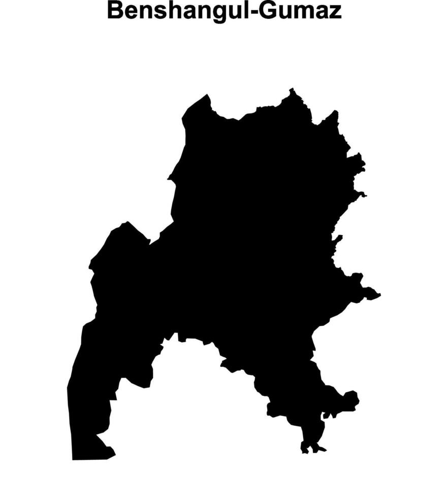 Benshangul-Gumaz region blank outline map vector