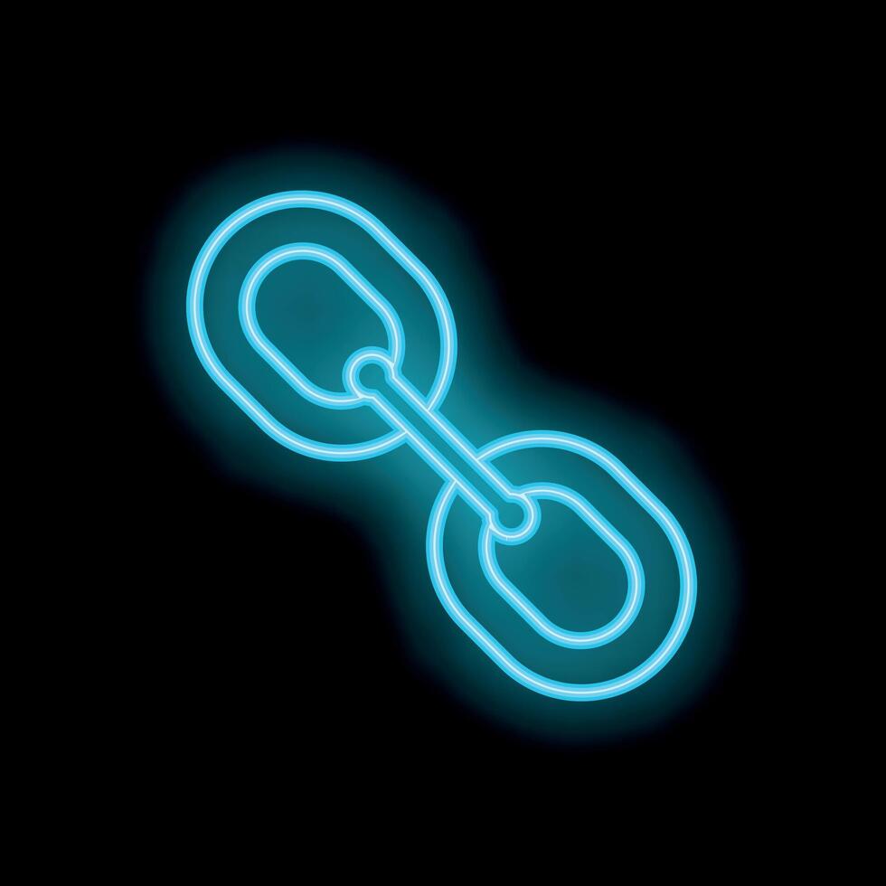Neon blue chain links glowing on black background vector